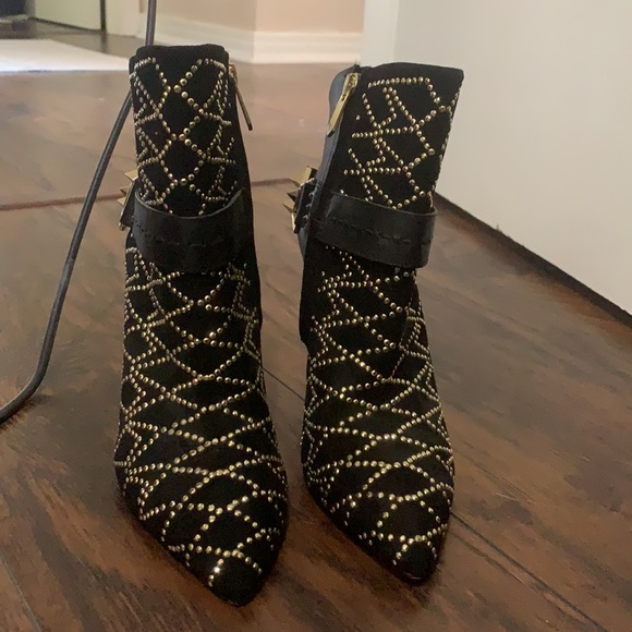 NWOB Sam Edelman Black and Gold Mila Jewel Booties - Picture 6 of 6